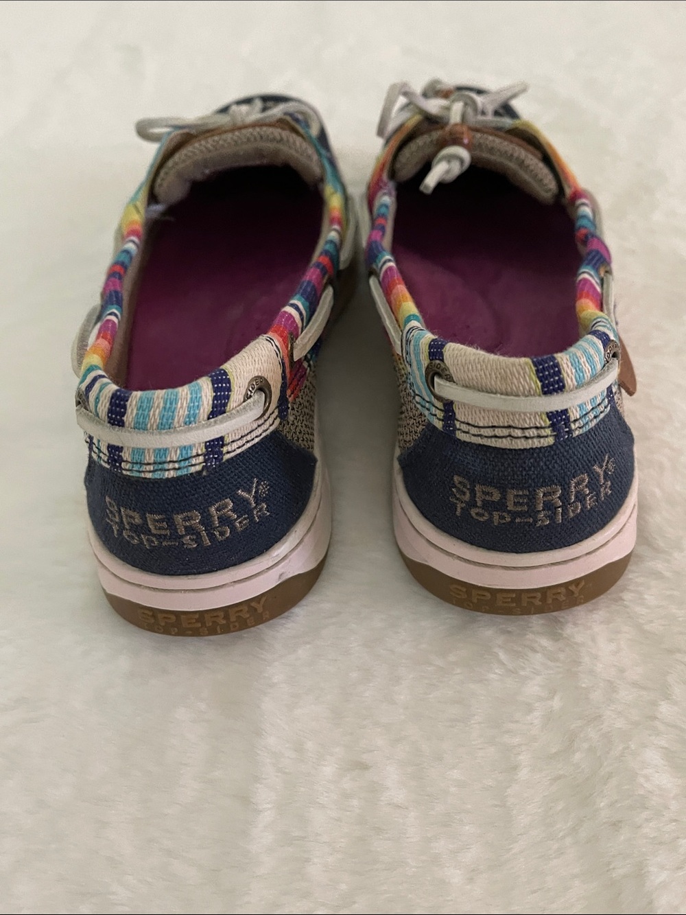 Sperrys Women’s Navy Canvas Boat Shoes with Multicolor Trim SZ 7 - Picture 7 of 7